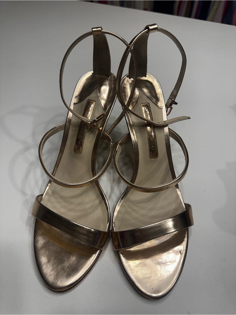 Sophia Webster Gold Metallic Strappy Heeled Sandals